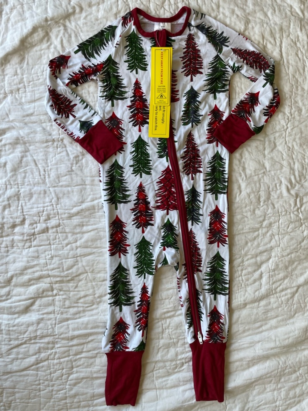 Red & Green Christmas Tree Bamboo Sleeper, 18-24 months